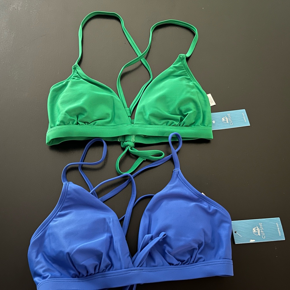 Cupshe Boho Rhapsody Lace-Up Bralette Bikini Top (Green, M) NWT